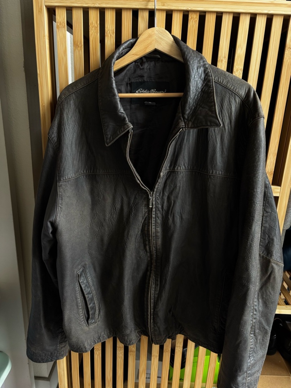 Eddie Bauer Brown Leather Zip Jacket
